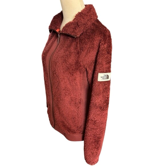 The North Face Womens Jacket Furry Fleece Burgundy Full Zip Hike Camp Outdoor S - Picture 2 of 8